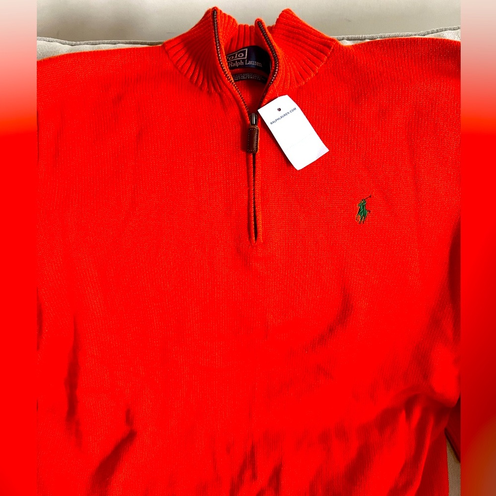 Ralph Lauren mesh knit cotton zip sweater NWT XL
